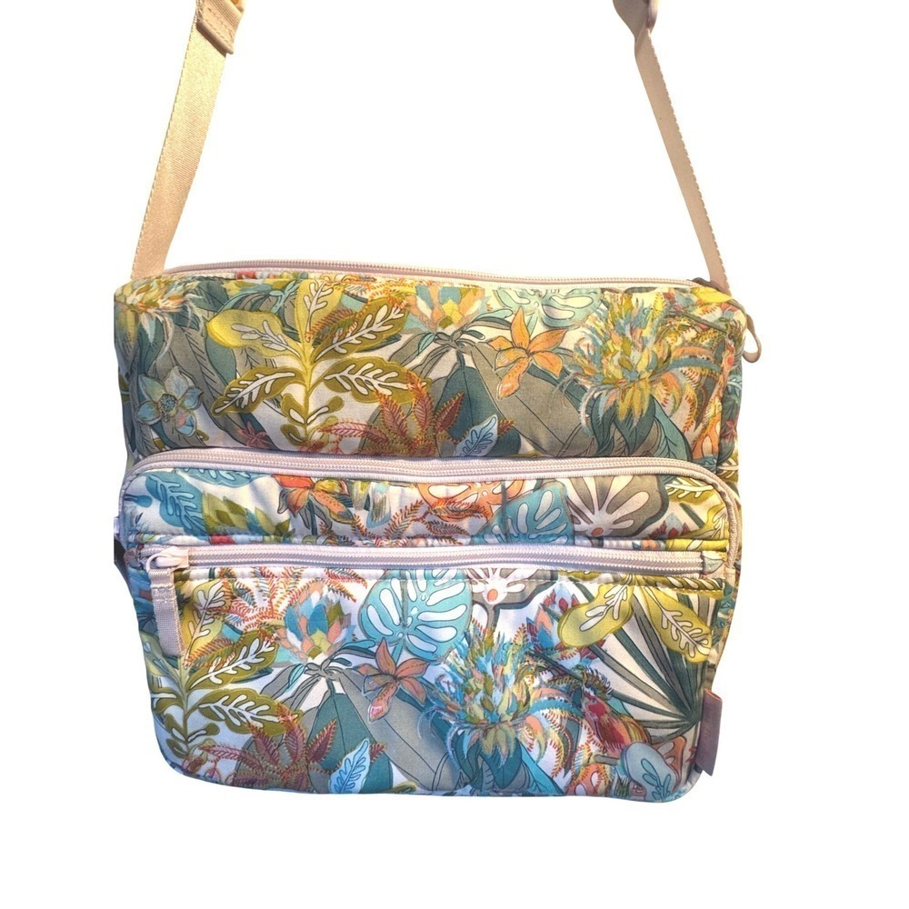 Vera Bradley Rain Forest Canopy Bright Tropical Utility Crossbody Bag Purse